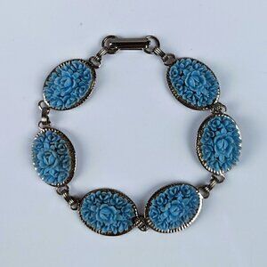 Blue Flower Silver Bracelet